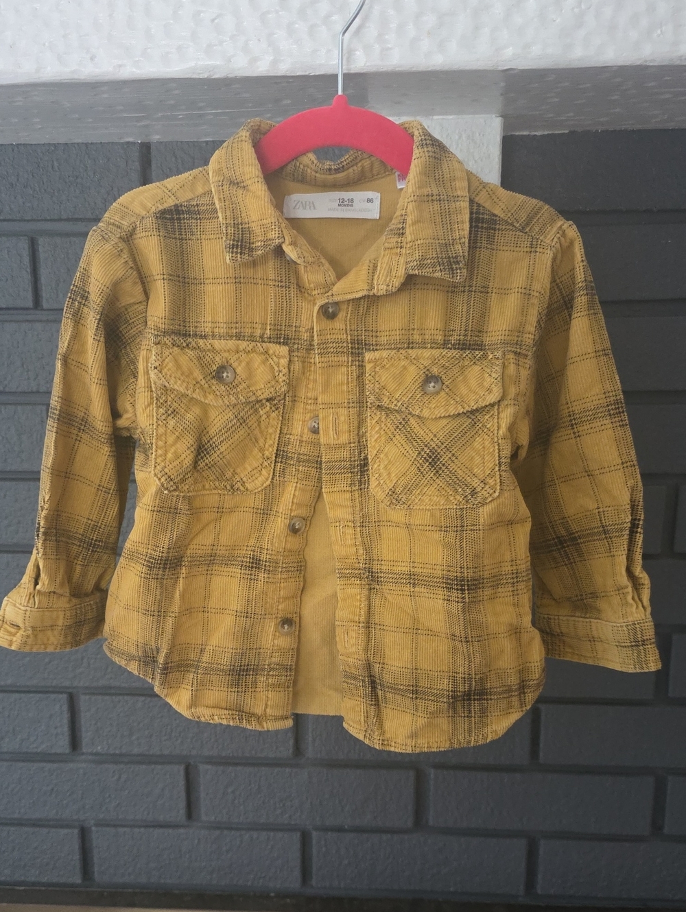 Zara Kids Plaid Jacket in Yellow & Black Size 12-18M
